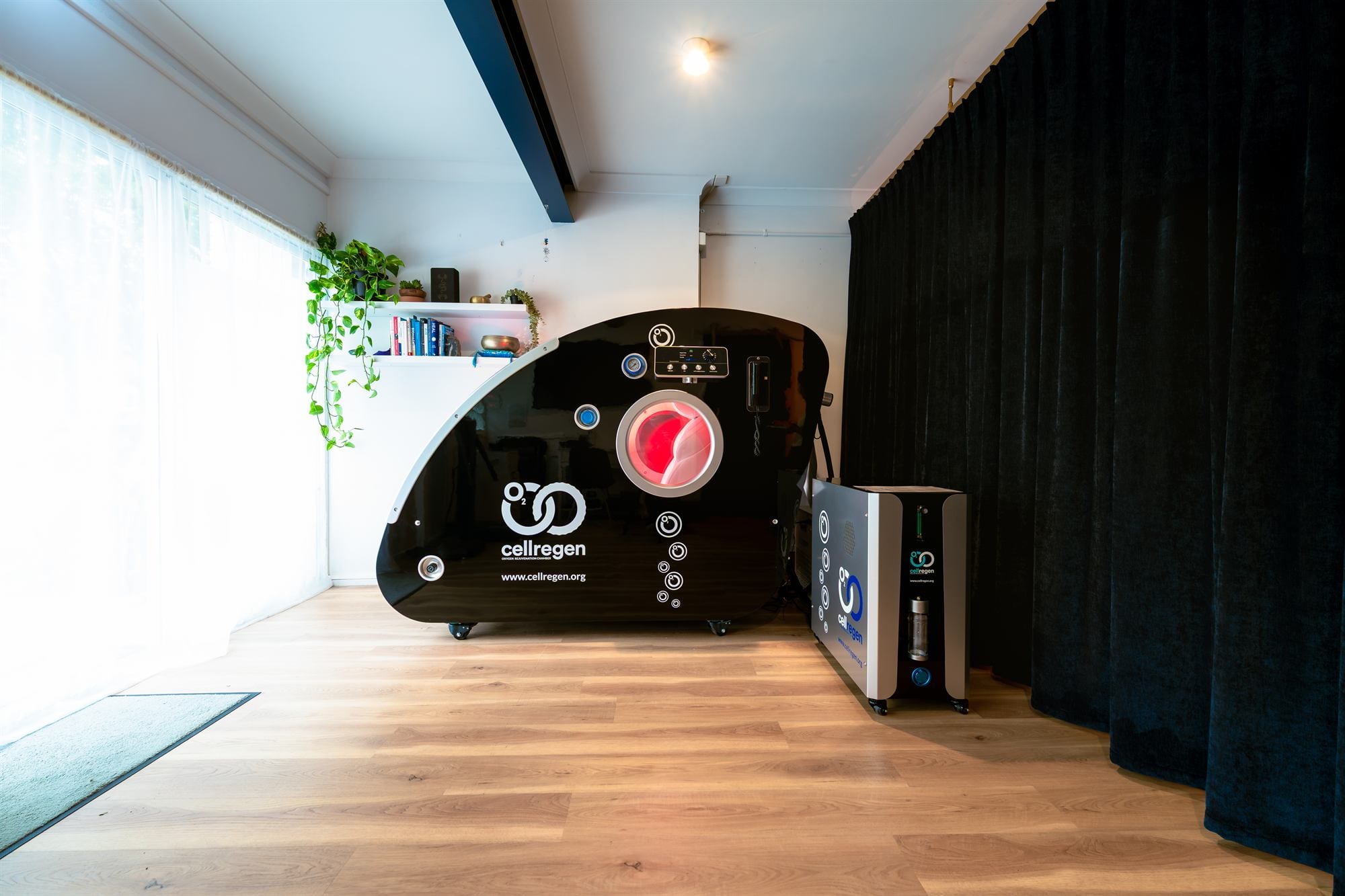The CellRegen hyperbaric chamber in the treatment room at CELL Performance Lab, Terrigal