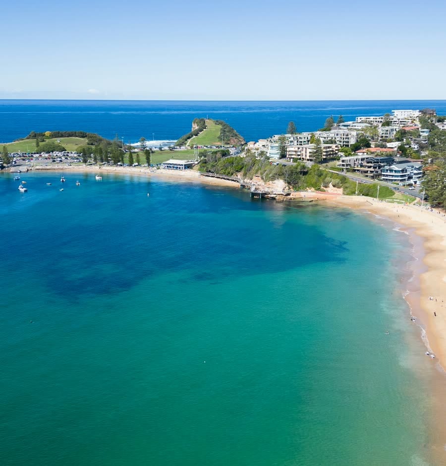 Terrigal from the air: the haven, the headland and the beach